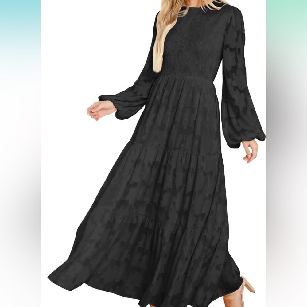Elegant Floral Black Maxi Dress